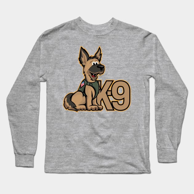 K-9 Dog Cartoon Illustration Long Sleeve T-Shirt by hobrath